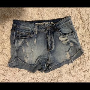 Blue Distressed Shorts